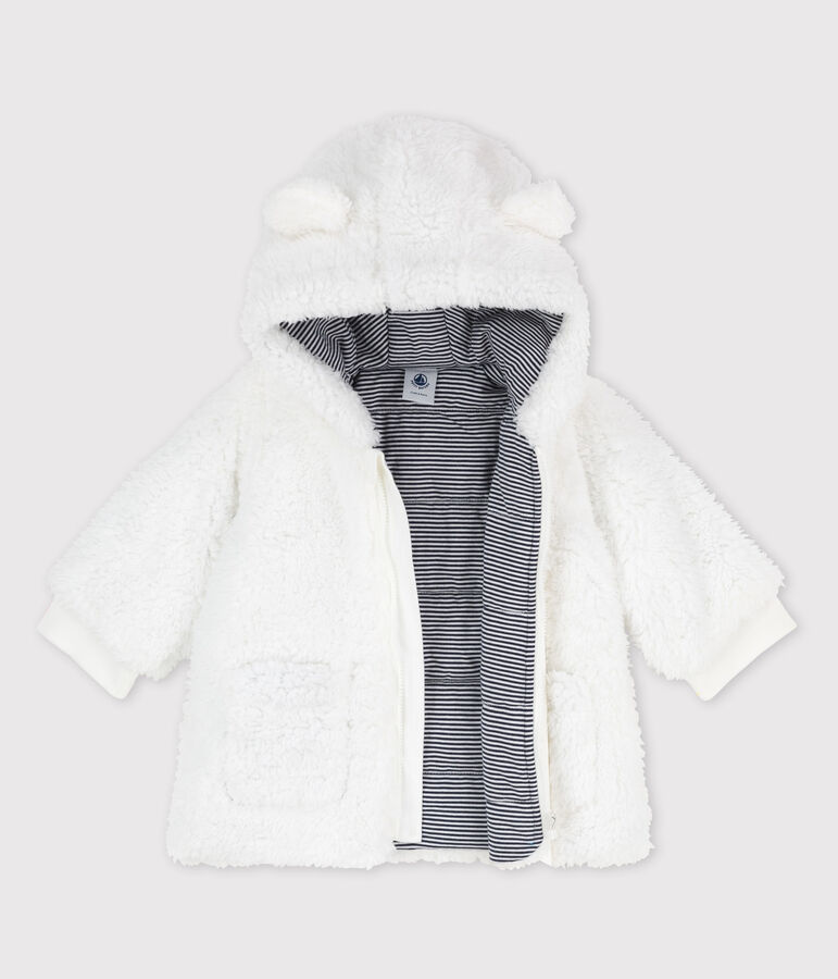 Manteau en sherpa douce b&eacute;b&eacute;. blanc