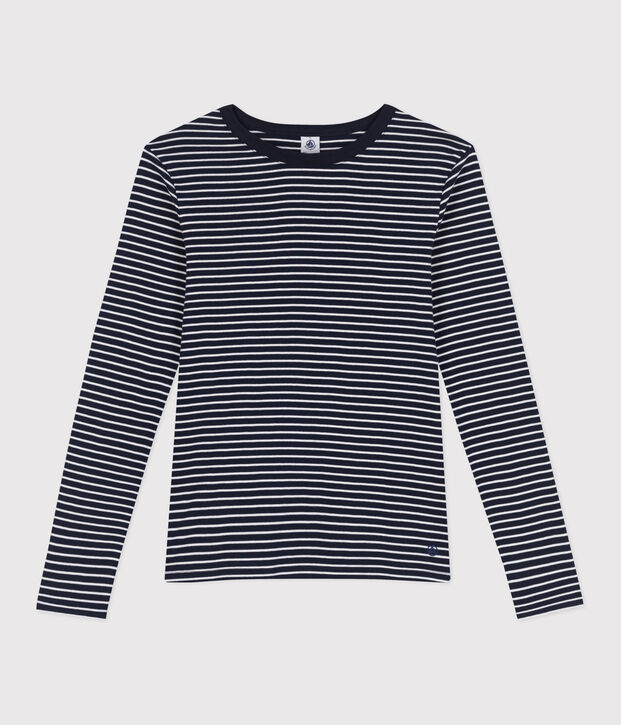 L'Iconique, gestreept katoenen T-shirt voor dames blauw/wit