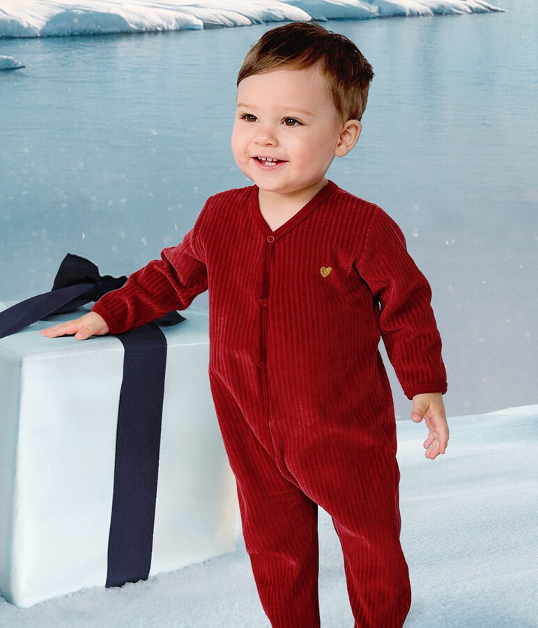 Effen fluwelen babypyjama rood