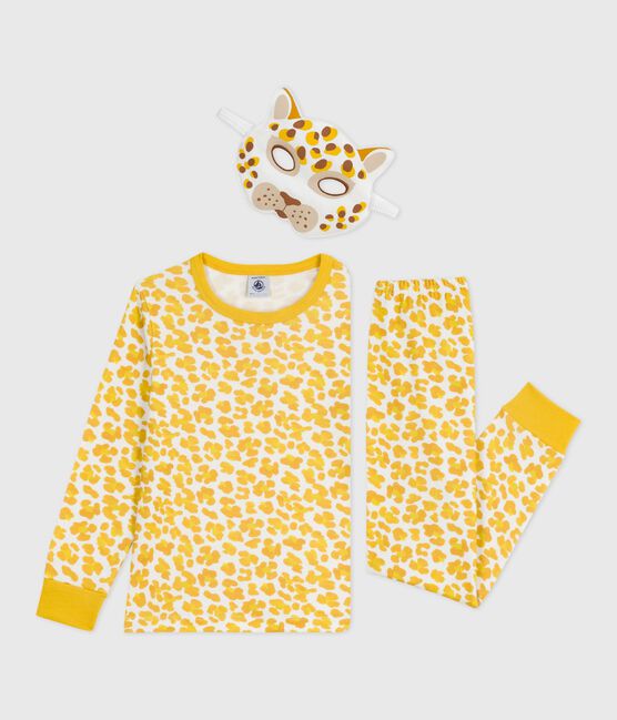 Pyjama déguisement enfant en coton imprimé léopard blanc MARSHMALLOW/blanc MULTICO