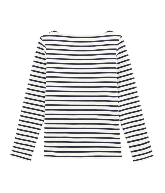 Iconische marinièretrui vrouwen beige COQUILLE/blauw SMOKING
