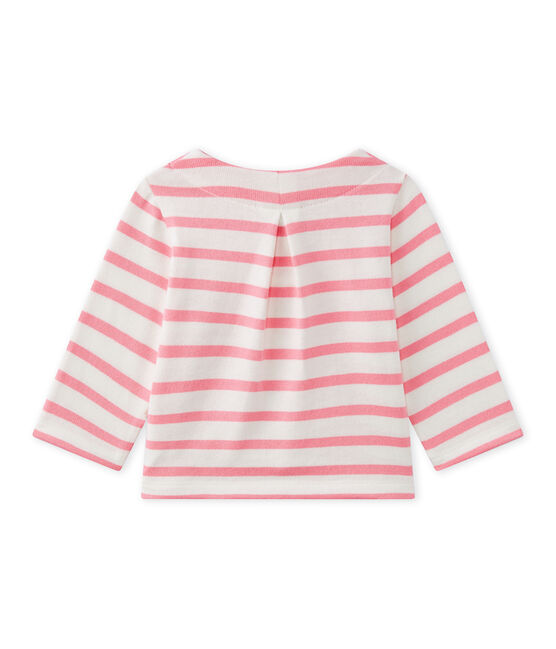 Cardigan bébé fille rayé blanc MARSHMALLOW/rose PETAL