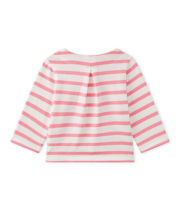 Cardigan b&eacute;b&eacute; fille ray&eacute; blanc/rose