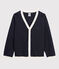 Wol en katoenen Cardigan vest jongens kinderen blauw SMOKING/wit MARSHMALLOW
