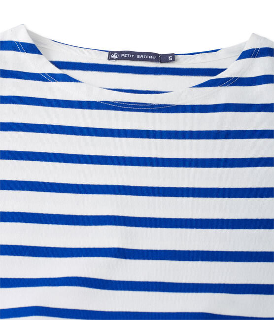 Robe femme trompe l'œil blanc LAIT/bleu SURF