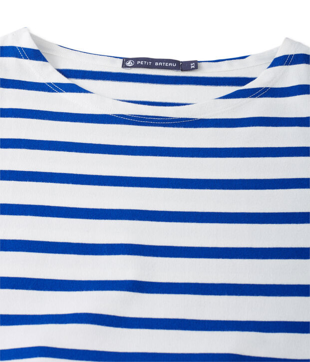 Robe femme trompe l'&oelig;il blanc/bleu