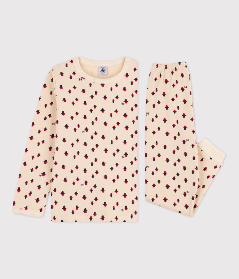 Pyjama en tubique enfant &eacute;cru/rouge/multicouleur