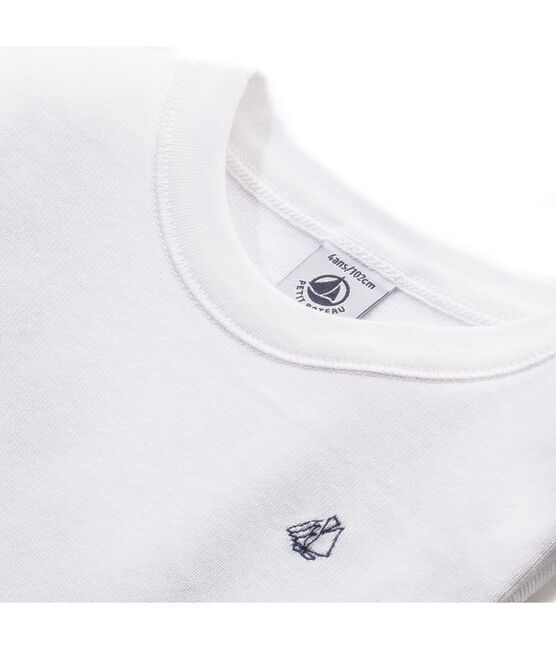 Jongens-T-shirt met lange mouwen in katoenflanel wit Ecume