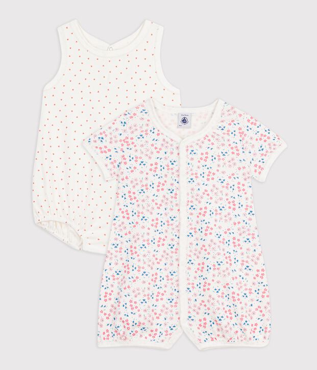 Lot de combinaisons courtes b&eacute;b&eacute; en coton imprim&eacute; multicouleur