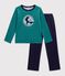 Pyjama enfant en velours uni &agrave; motif dragon bleu/NEW OLIVIER