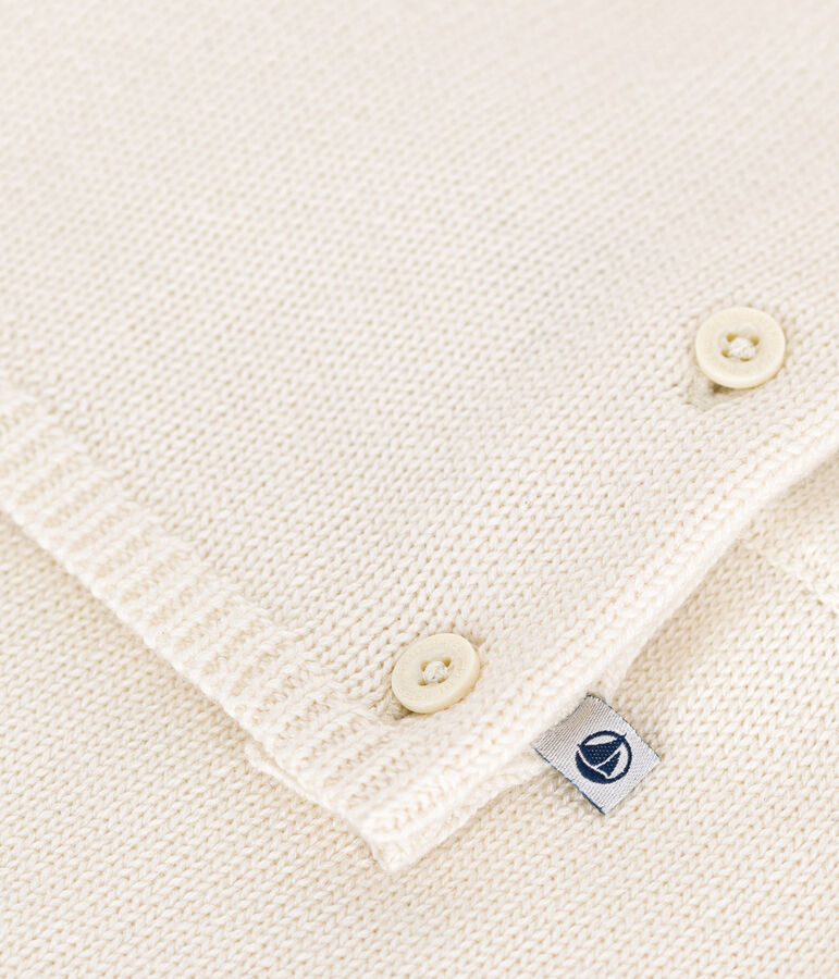 Ensemble en tricot laine et coton motif coeur b&eacute;b&eacute; blanc/rouge