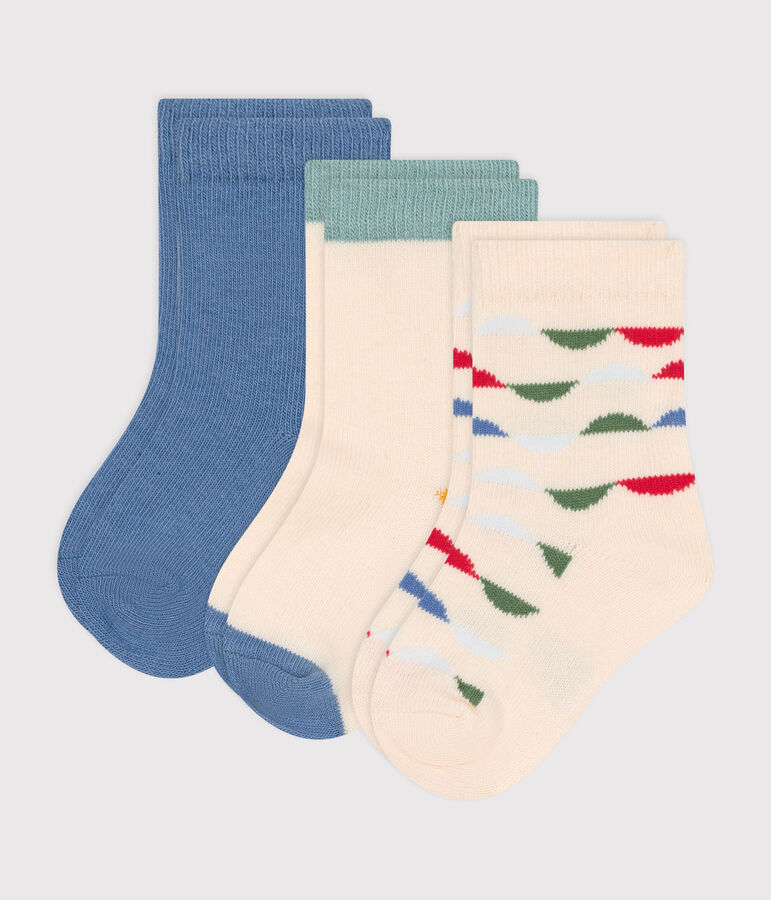 3 paires de chaussettes en coton multicolores b&eacute;b&eacute; multicouleur