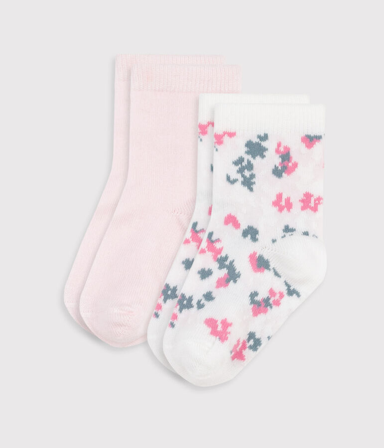 2 paires de chaussettes b&eacute;b&eacute; en coton imprim&eacute; fleurs multicouleur
