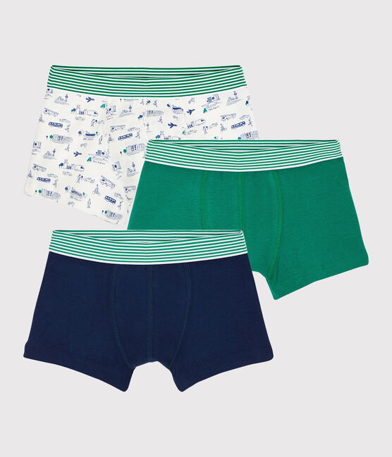 Lot de 3 boxers imprimé transports petit garçon en coton variante 1