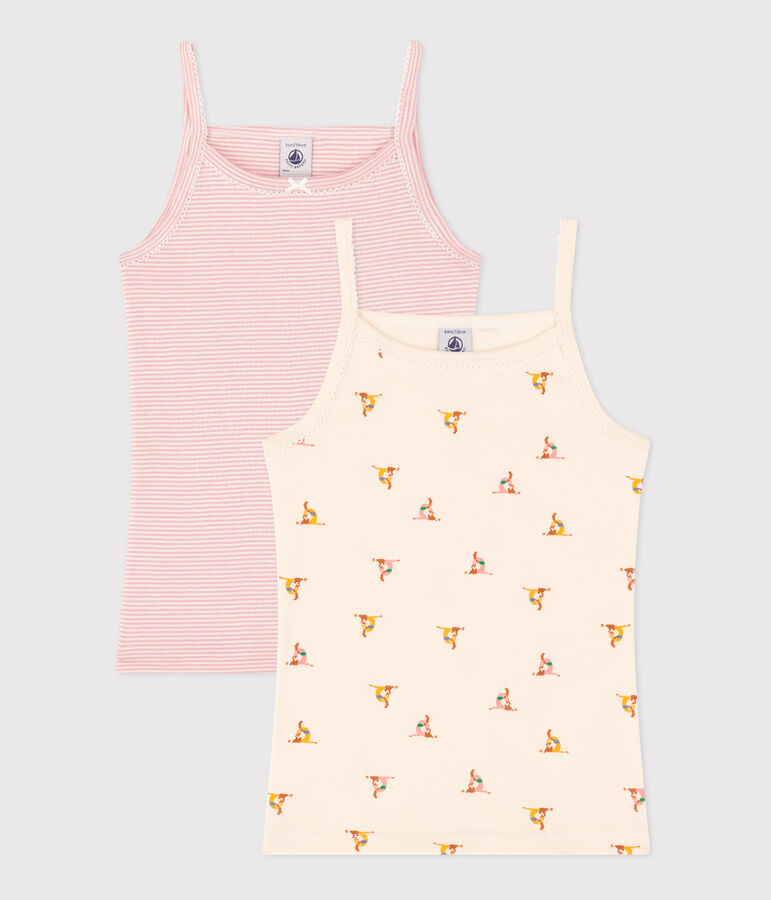 Set van 2 katoenen hemdjes met bandjes voor kinderen multicouleur