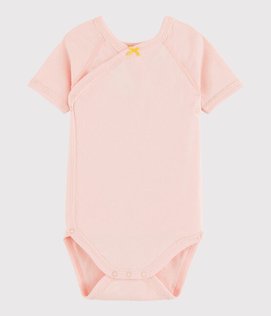 Rompertje gekruist met korte mouwen babymeisje roze MINOIS