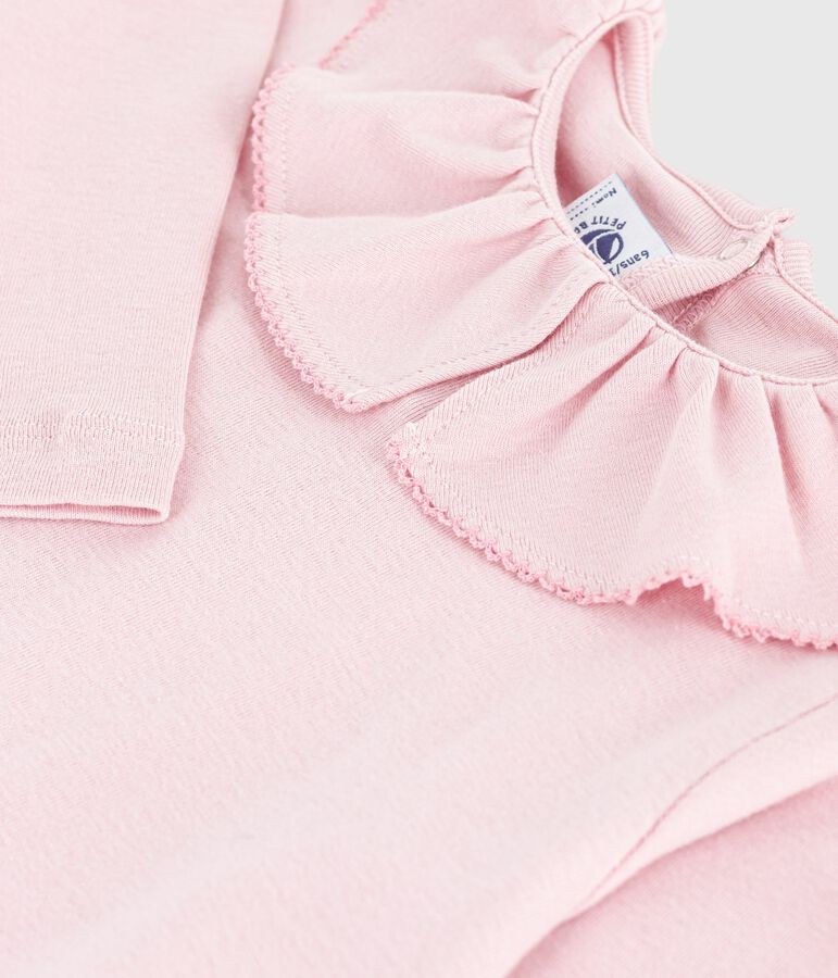Tee-shirt enfant manches longues en coton uni rose