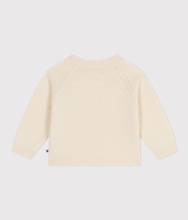 Cardigan en tricot de laine et nylon recycl&eacute; b&eacute;b&eacute; &eacute;cru