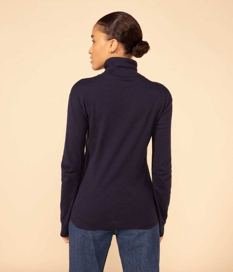 LE DROIT, katoenen T-shirt voor dames met rolkraag blauw INCOGNITO