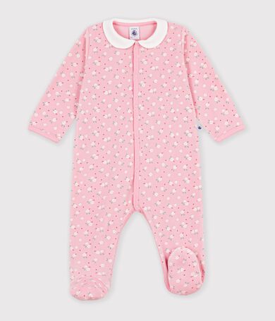 Pyjama b&eacute;b&eacute; en velours avec col, imprim&eacute; &agrave; fleurs