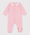 Babypyjama van fluweel met kraagje en bloemenprint roze/multicouleur