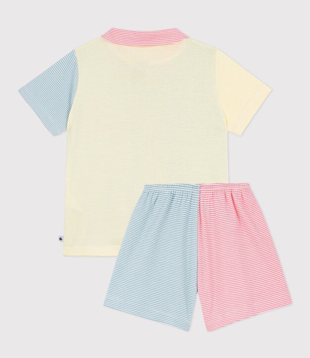 Pyjama short boutonn&eacute; enfant en coton &agrave; rayures blanc/multicouleur