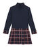 Robe col roulé bi-matière enfant fille bleu SMOKING/blanc MULTICO