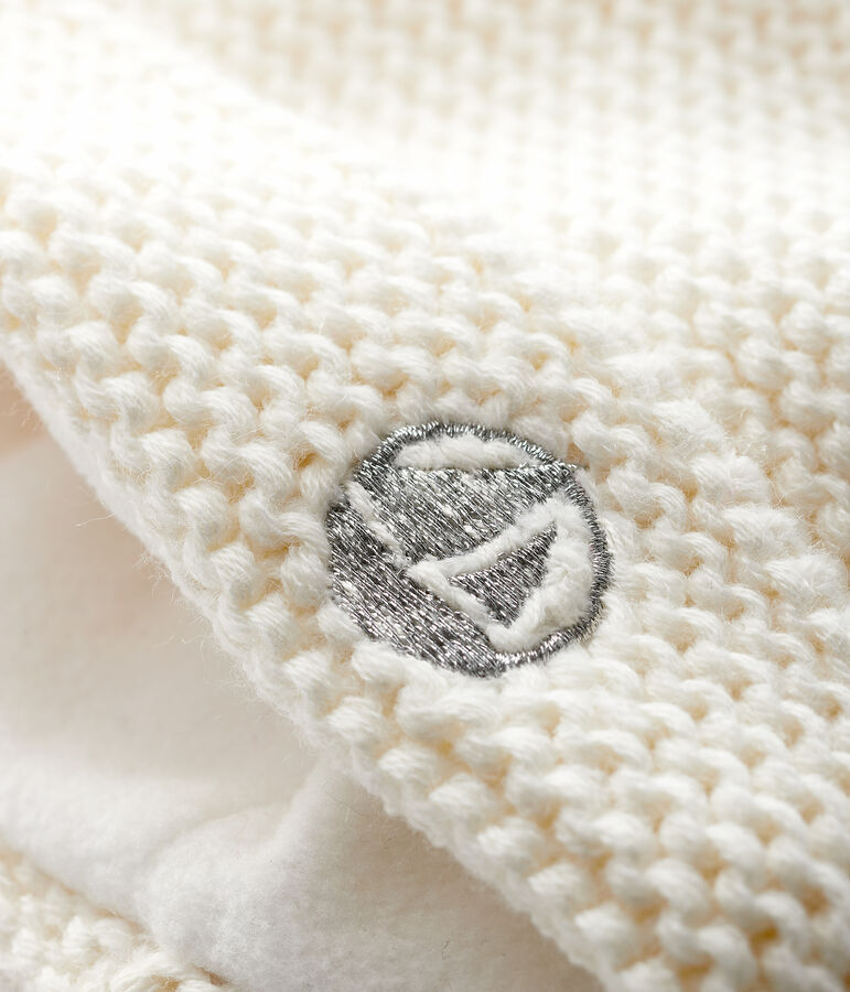 Bonnet &agrave; pompom b&eacute;b&eacute; fille/gar&ccedil;on blanc