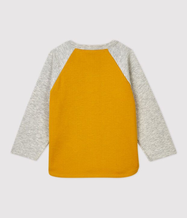 T-shirt voor baby's in katoen geel/grijs