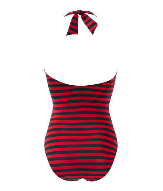Maillot de bain femme 1 pièce rayure marinière bleu SMOKING/rouge TERKUIT