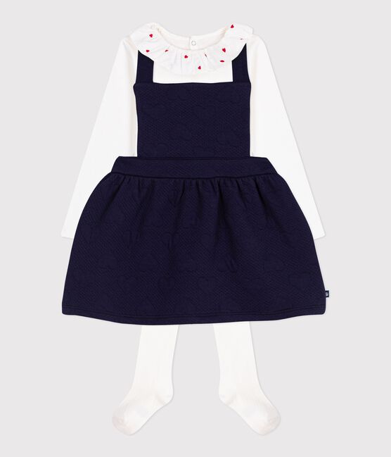 Ensemble cadeau bébé en coton : robe, body et collant variante 1