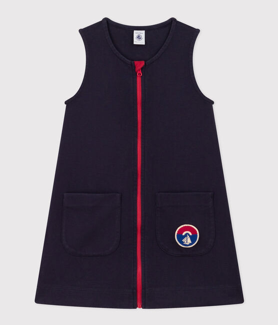 Robe sans manches en coton enfant fille bleu SMOKING