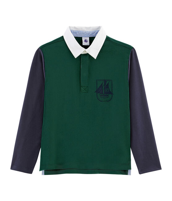 Rugbypolo jongens groen SOUSBOIS/blauw SMOKING