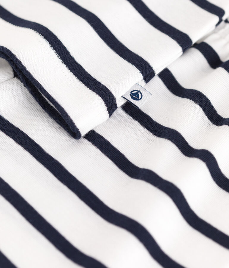 Pyjama short enfant en coton d&eacute;bardeur &agrave; rayures blanc/bleu