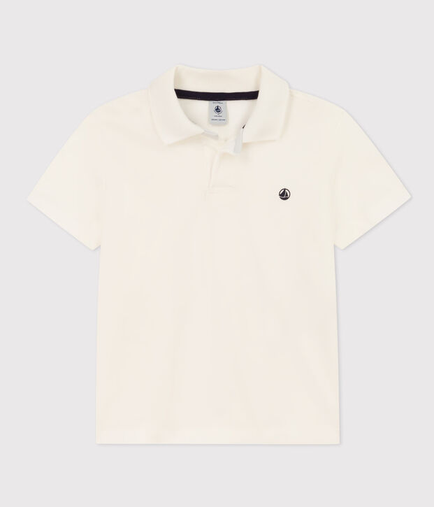Polo manches courtes en coton  enfant gar&ccedil;on blanc