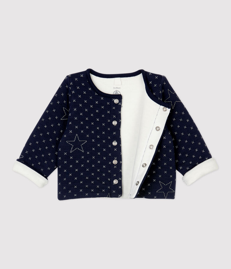 Gewatteerde babycardigan met sterren, van biologisch katoen blauw SMOKING