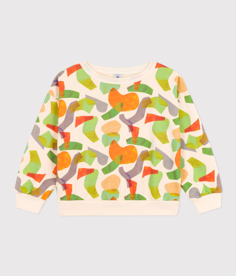 Sweatshirt imprim&eacute; en molleton enfant &eacute;cru/multicouleur