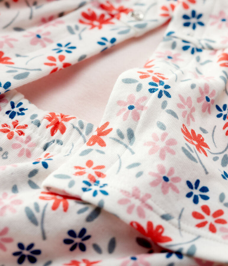 Driedelige set met bloemenprint van biologisch katoen wit MARSHMALLOW/wit MULTICO