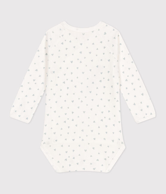 Katoenen babyrompertje met lange mouwen blauw MARSHMALLOW/wit GOMME