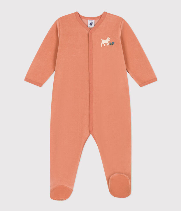 Babypyjama van velours roze