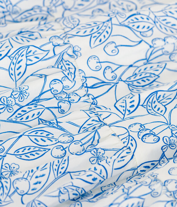Katoenen kinderjurk met korte mouwen en print blauw/blauw