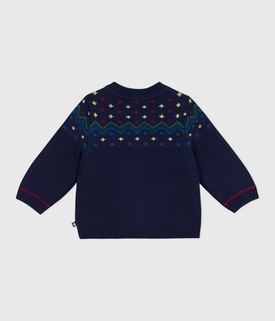 Pull bébé en laine et coton à motifs bleu SOIR/ MULTICO