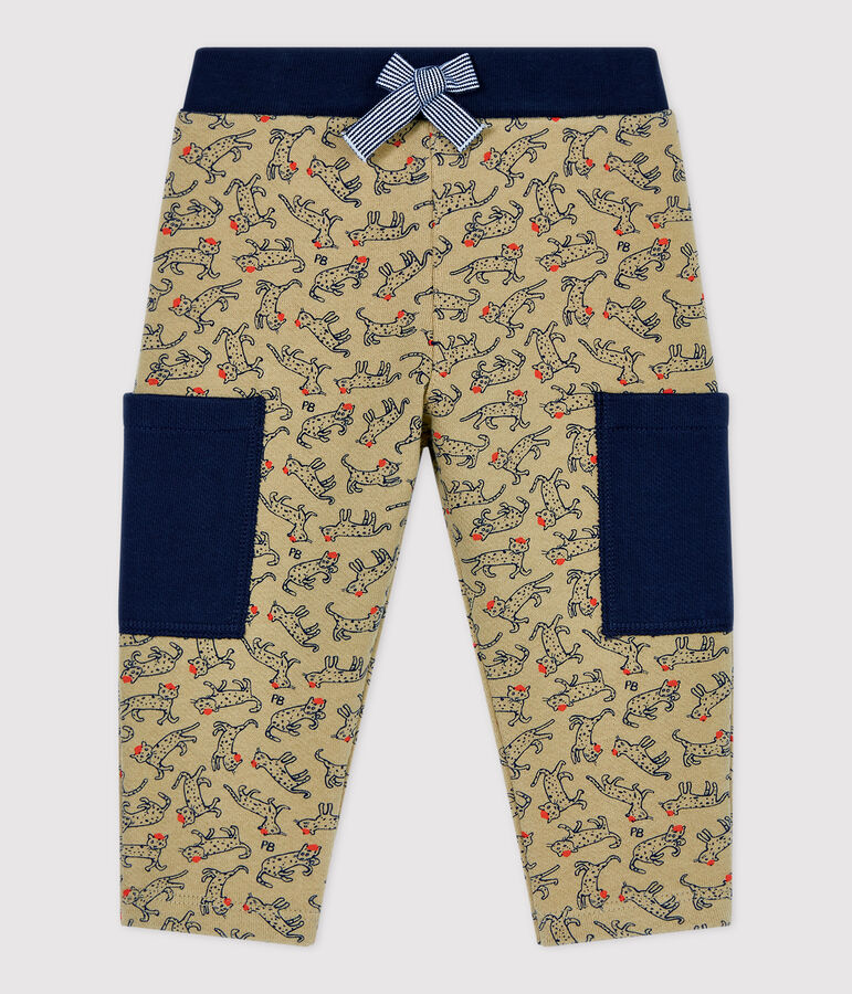 Pantalon en molleton b&eacute;b&eacute;. beige/multicouleur