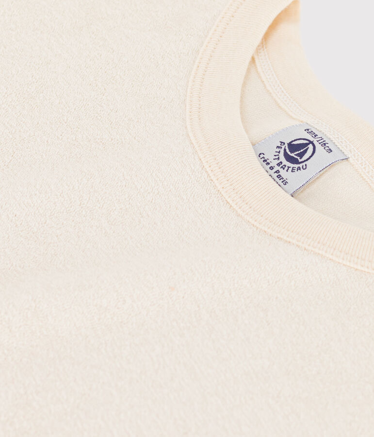 T-shirt in boucl&eacute;badstof voor meisjes/jongens ecru