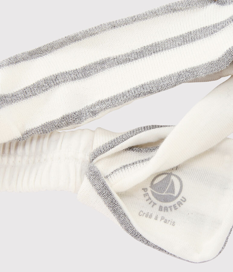 Gestreepte haarband voor baby meisje wit/grijs