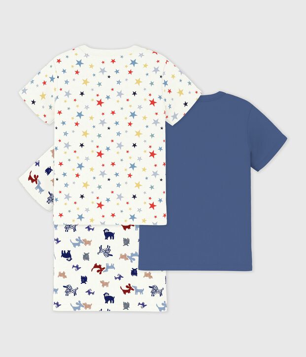 Setje met katoenen T-shirts met korte mouw en print voor kinderen. multicouleur