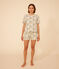 Katoenen pyjama met korte broek en T-shirt met bloemmotiefje voor dames wit AVALANCHE/ MULTICO