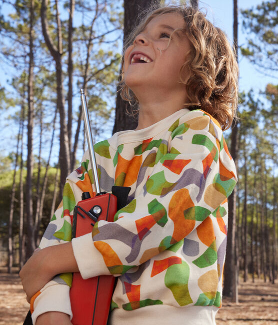Sweatshirt imprimé en molleton enfant blanc AVALANCHE/ MULTICO