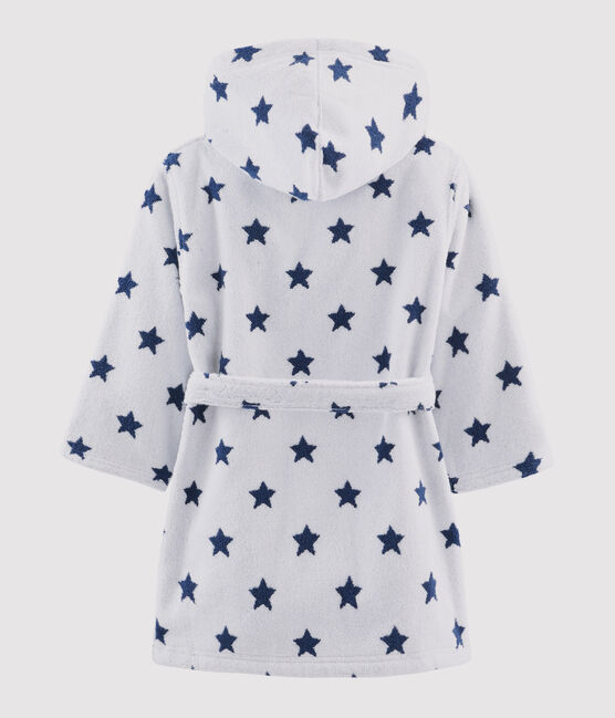 Jongensbadjas van badstof wit MARSHMALLOW/blauw MEDIEVAL