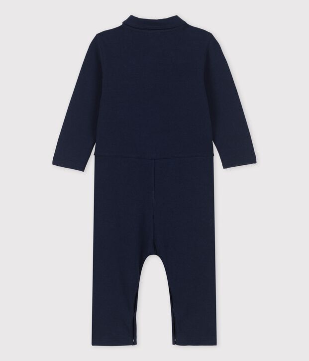 Combinaison longue en jersey &eacute;pais bio b&eacute;b&eacute; bleu marine